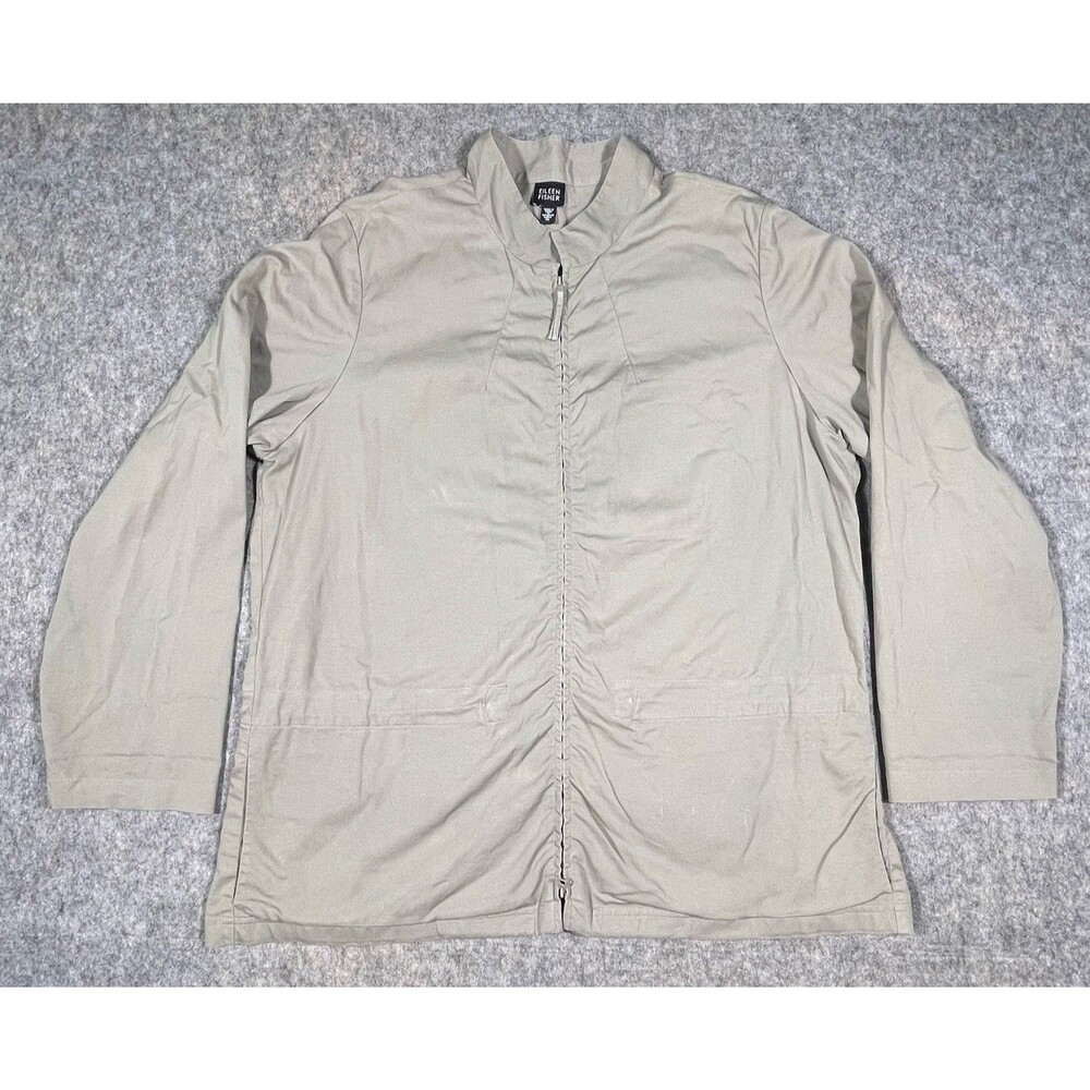 Eileen Fisher Full Zip Jacket Pockets Toggle Adjustable Waist Women’s XL Gray